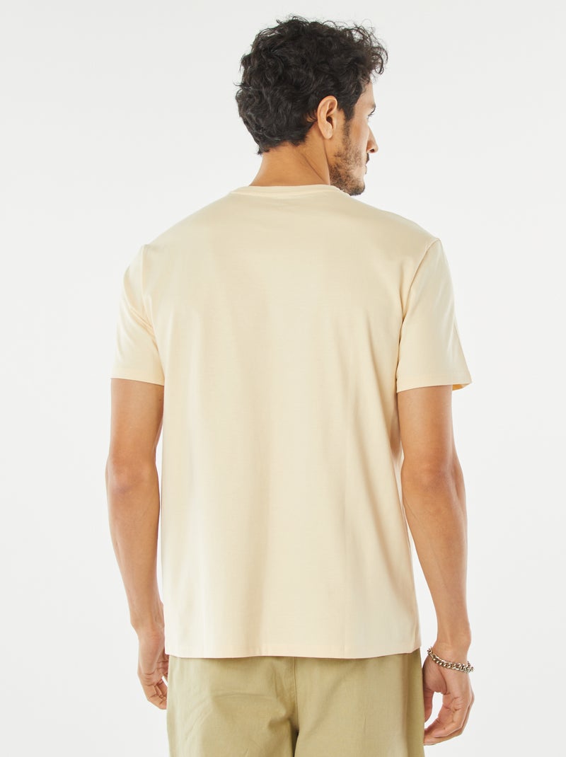 T-shirt scollo tondo in cotone Beige - Kiabi