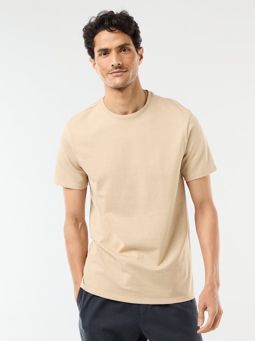 T-shirt scollo tondo in cotone - Kiabi