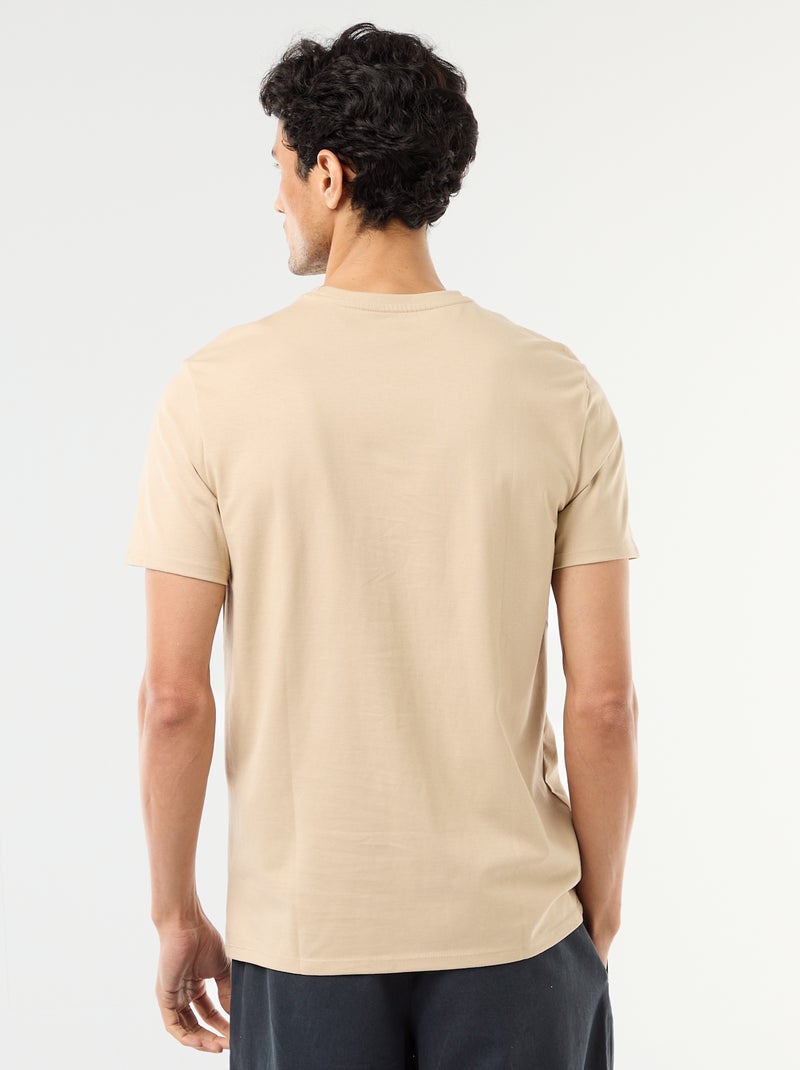 T-shirt scollo tondo in cotone Beige - Kiabi