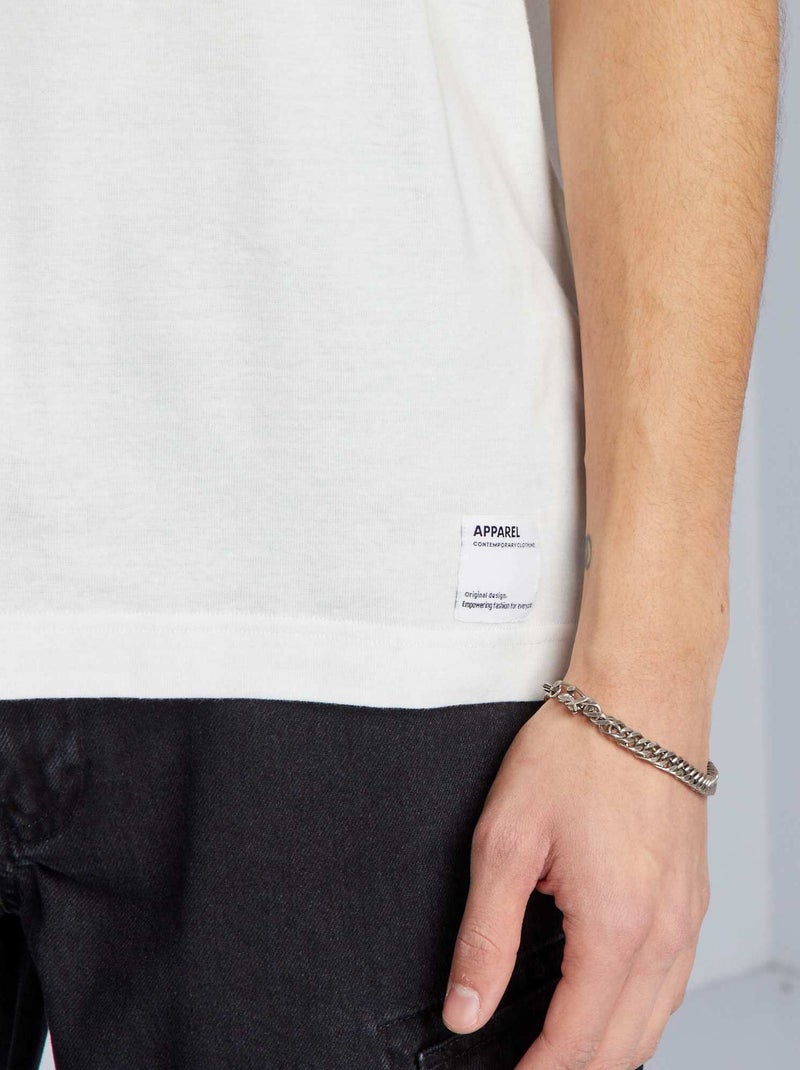 T-shirt scollo tondo in cotone BIANCO - Kiabi