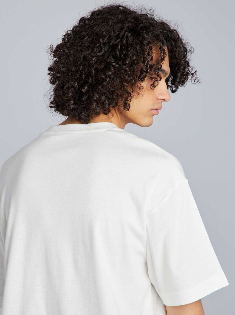 T-shirt scollo tondo in cotone BIANCO - Kiabi