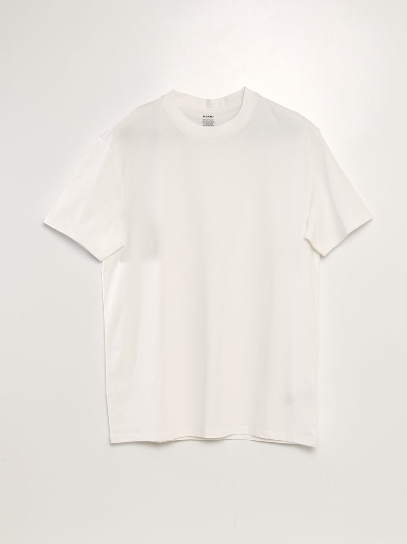 T-shirt scollo tondo in cotone BIANCO - Kiabi