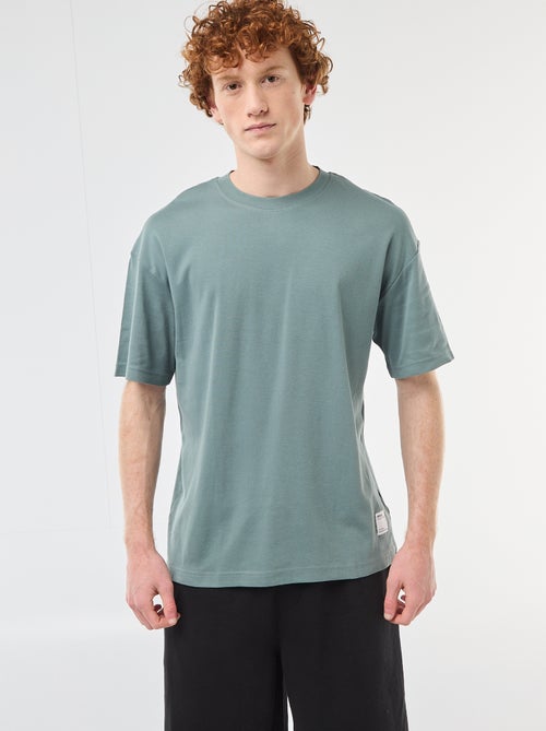 T-shirt scollo tondo in cotone - Kiabi