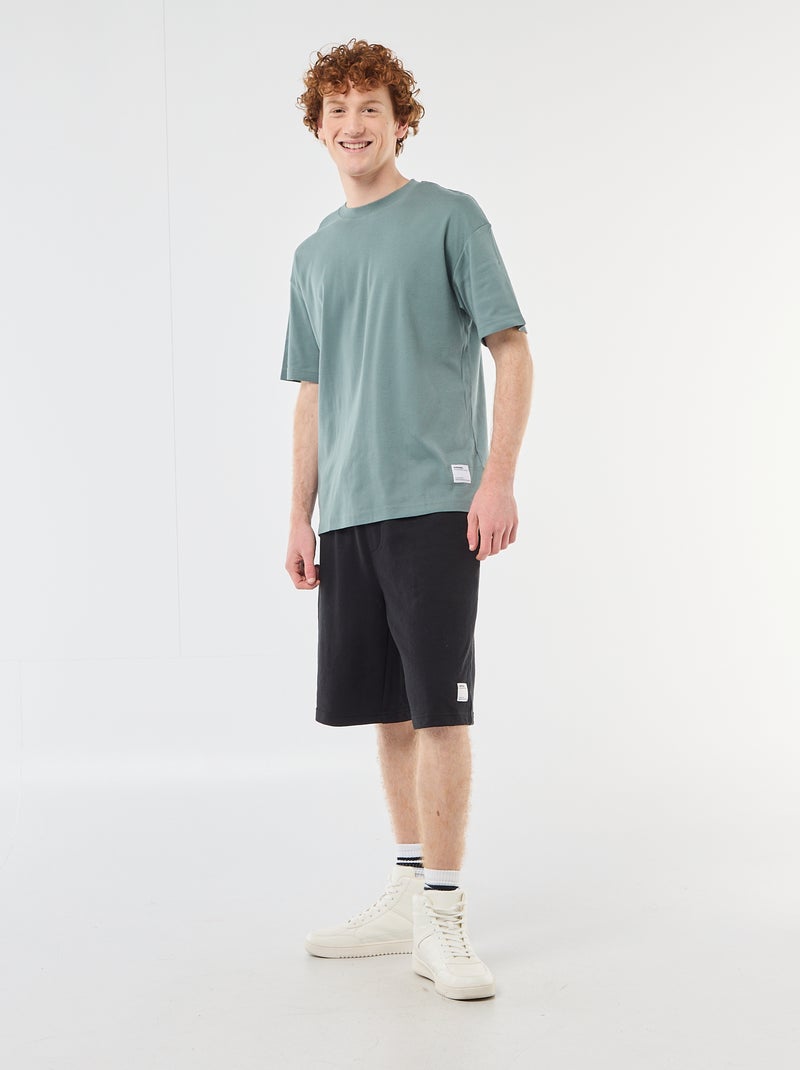 T-shirt scollo tondo in cotone Blu - Kiabi