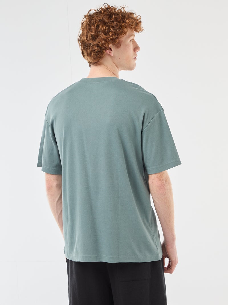 T-shirt scollo tondo in cotone Blu - Kiabi