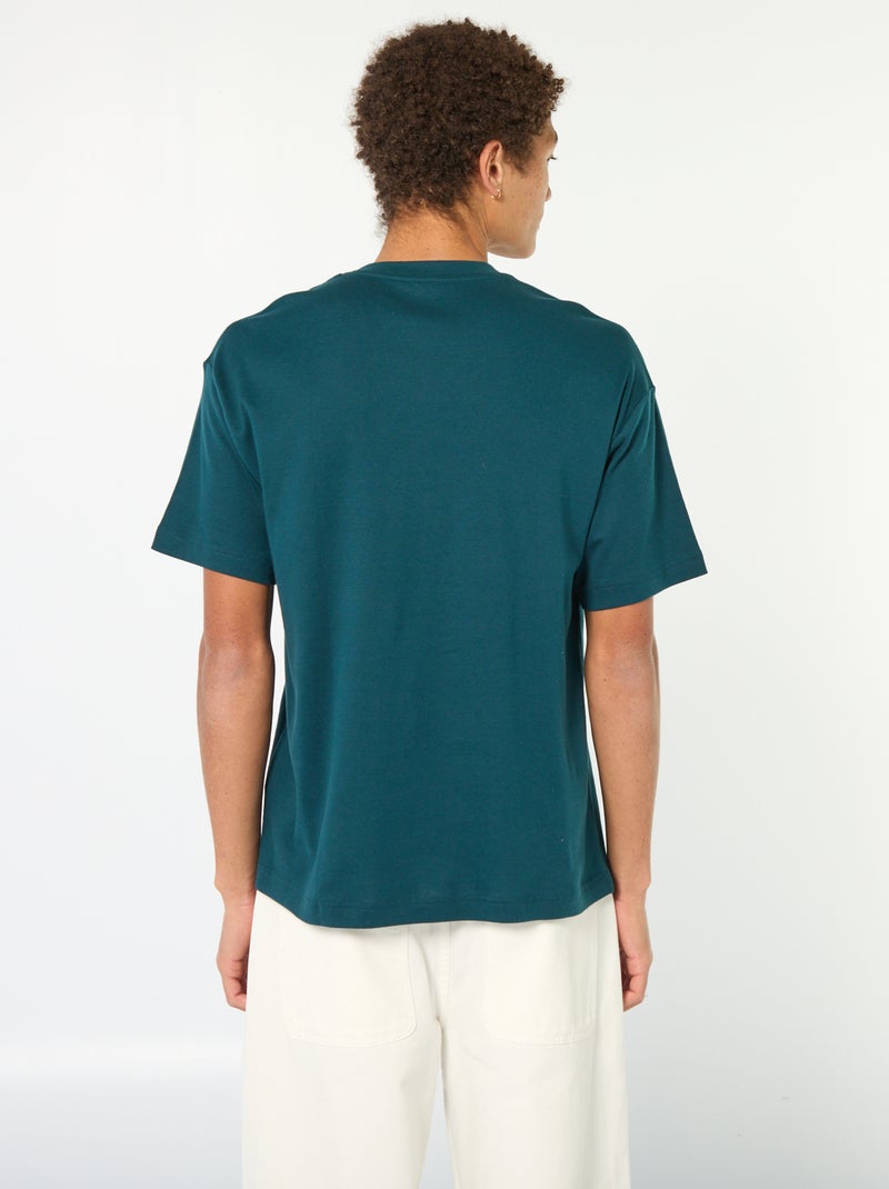 T-shirt scollo tondo in cotone Blu - Kiabi