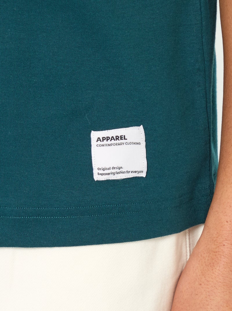 T-shirt scollo tondo in cotone Blu - Kiabi