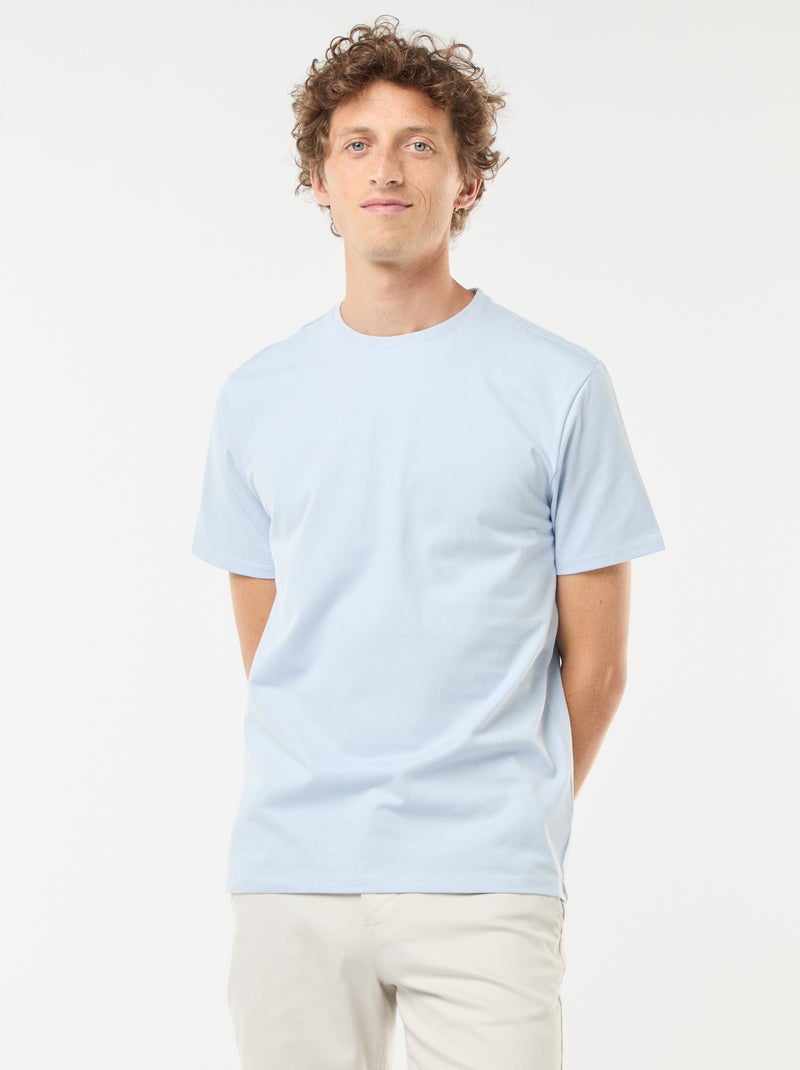 T-shirt scollo tondo in cotone Blu - Kiabi