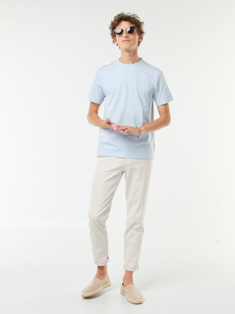 T-shirt scollo tondo in cotone Blu - Kiabi