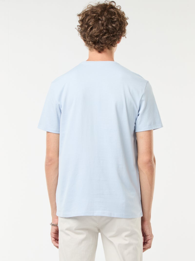 T-shirt scollo tondo in cotone Blu - Kiabi