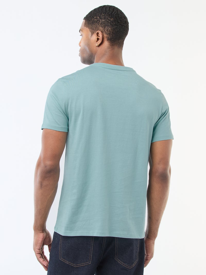 T-shirt scollo tondo in cotone Blu - Kiabi