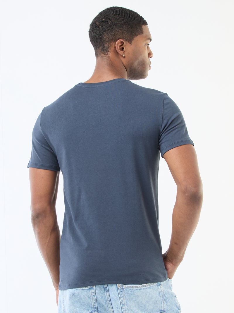 T-shirt scollo tondo in cotone Blu - Kiabi