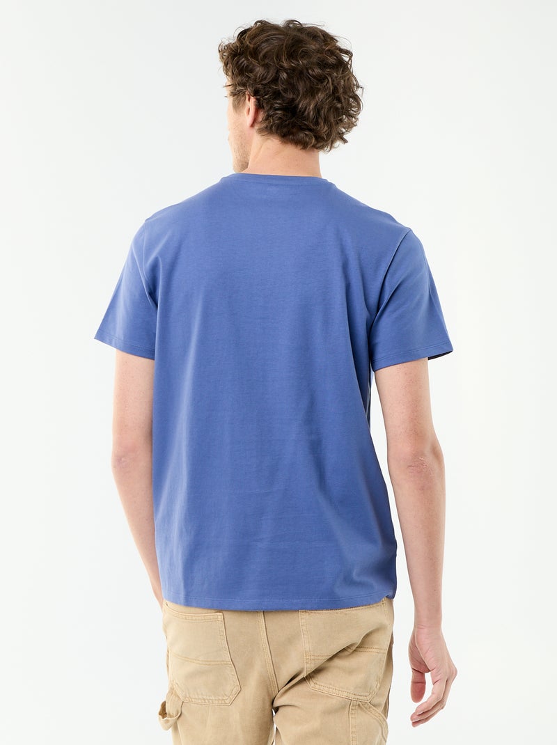 T-shirt scollo tondo in cotone Blu - Kiabi