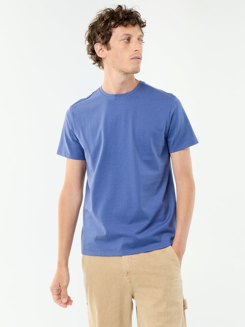 T-shirt scollo tondo in cotone - Kiabi