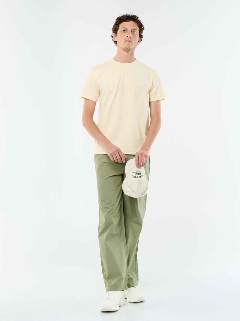 T-shirt scollo tondo in cotone Giallo - Kiabi
