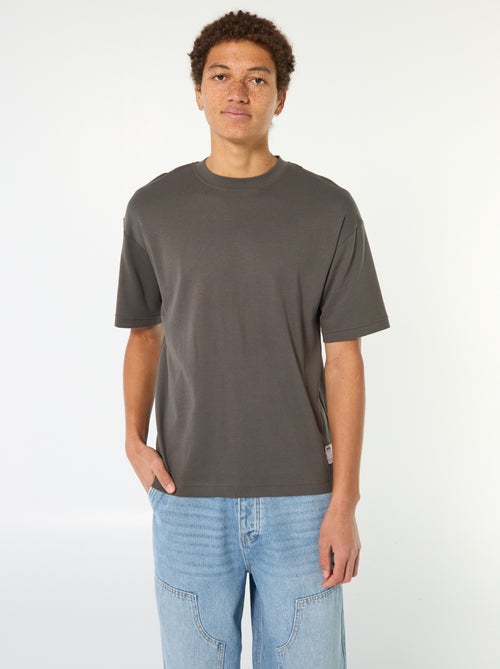 T-shirt scollo tondo in cotone - Kiabi