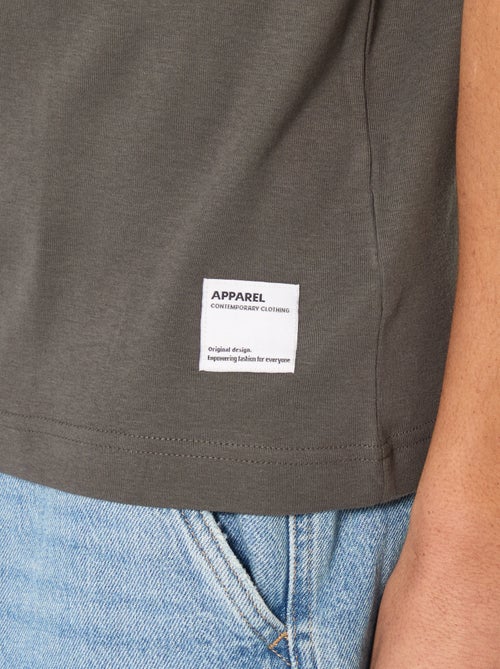 T-shirt scollo tondo in cotone - Kiabi