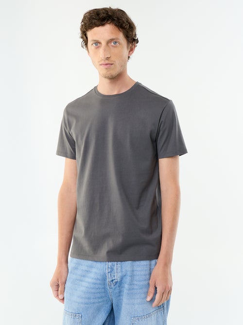 T-shirt scollo tondo in cotone - Kiabi