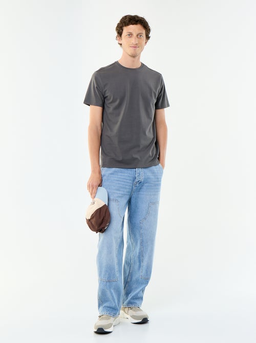 T-shirt scollo tondo in cotone - Kiabi