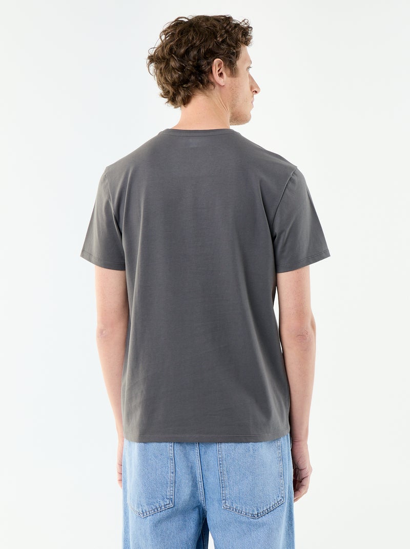 T-shirt scollo tondo in cotone Grigio - Kiabi