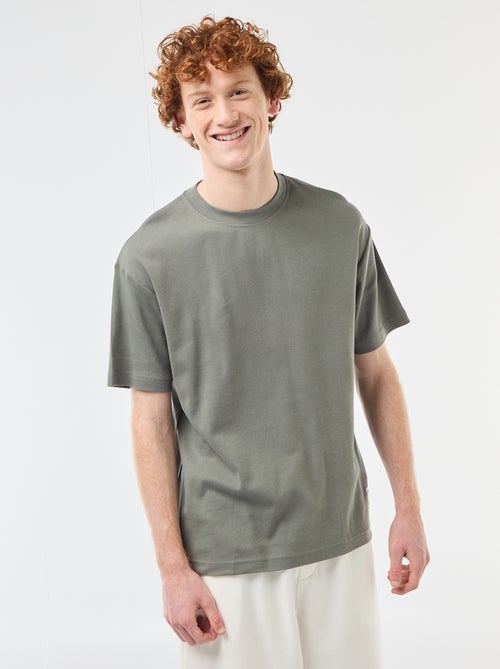 T-shirt scollo tondo in cotone - Kiabi