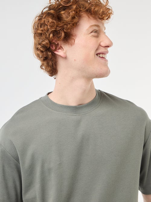 T-shirt scollo tondo in cotone - Kiabi