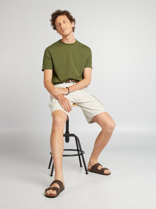 T-shirt scollo tondo in cotone - Kiabi