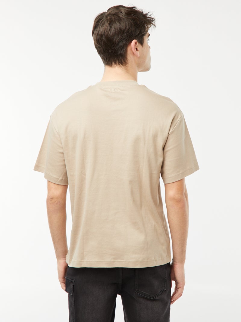 T-shirt scollo tondo in cotone MARRONE - Kiabi