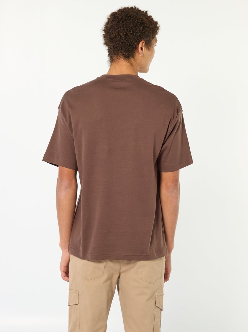 T-shirt scollo tondo in cotone Marrone - Kiabi