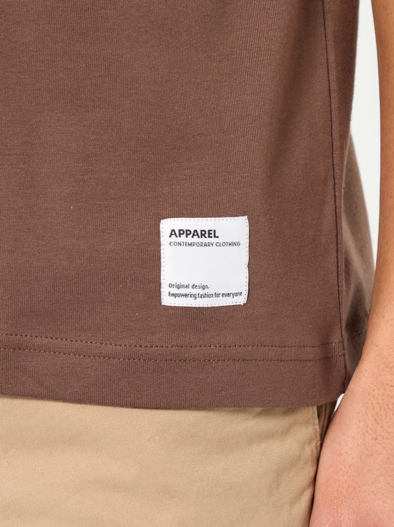 T-shirt scollo tondo in cotone Marrone - Kiabi