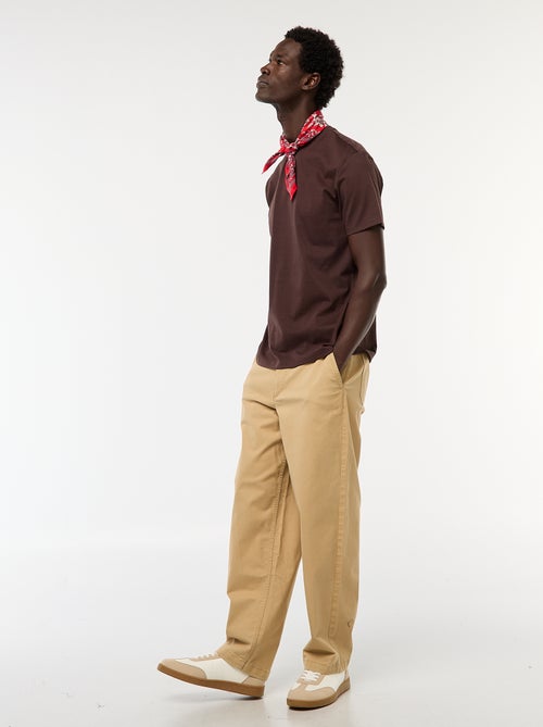 T-shirt scollo tondo in cotone - Kiabi