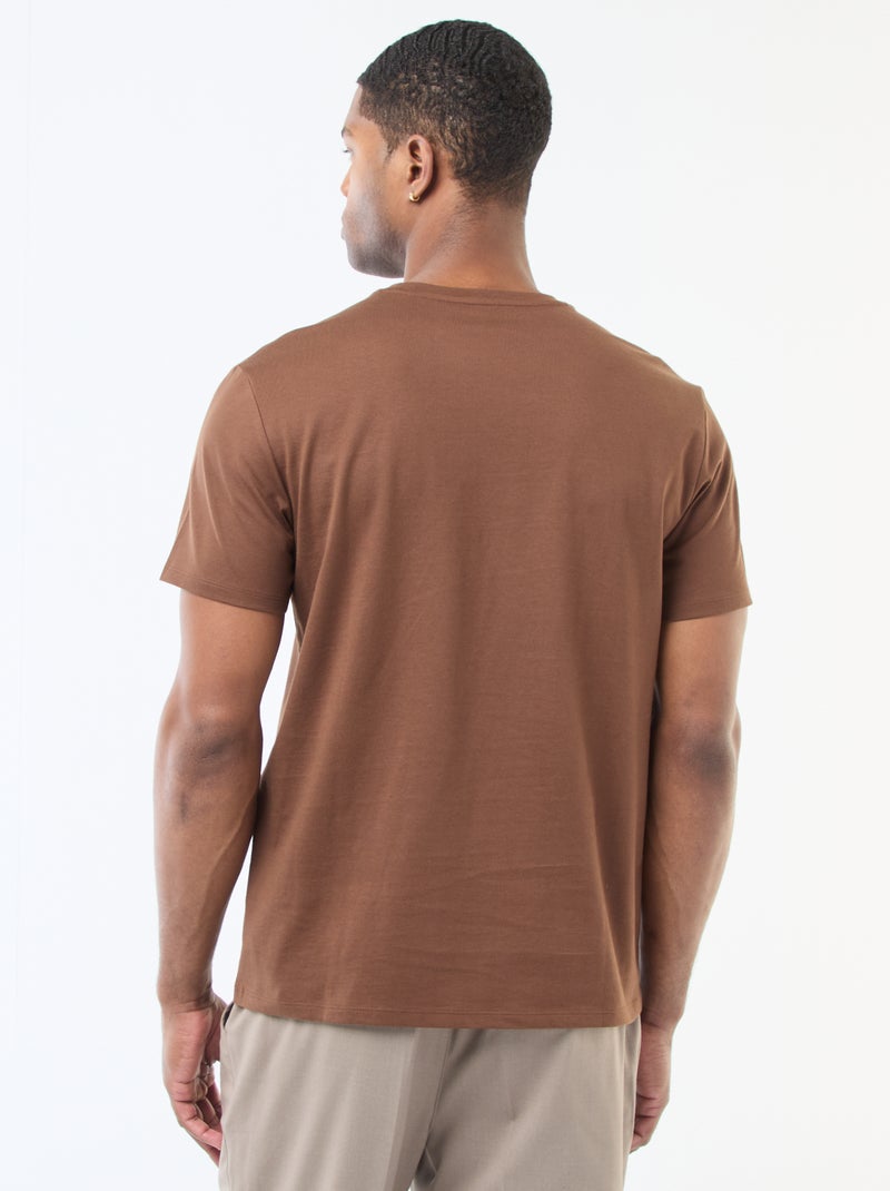 T-shirt scollo tondo in cotone Marrone - Kiabi