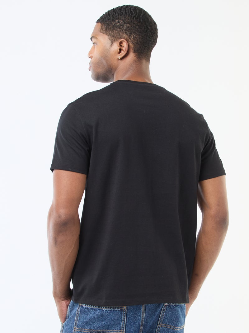 T-shirt scollo tondo in cotone Nero - Kiabi