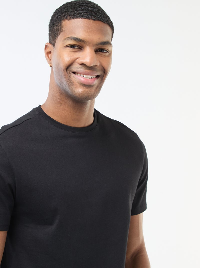 T-shirt scollo tondo in cotone Nero - Kiabi
