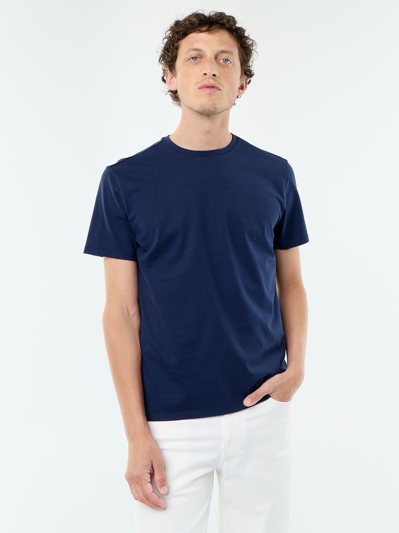 T-shirt scollo tondo in cotone Nero - Kiabi
