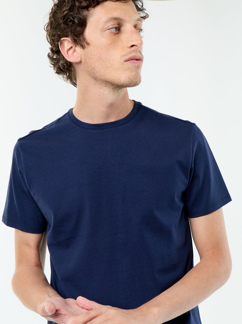 T-shirt scollo tondo in cotone Nero - Kiabi