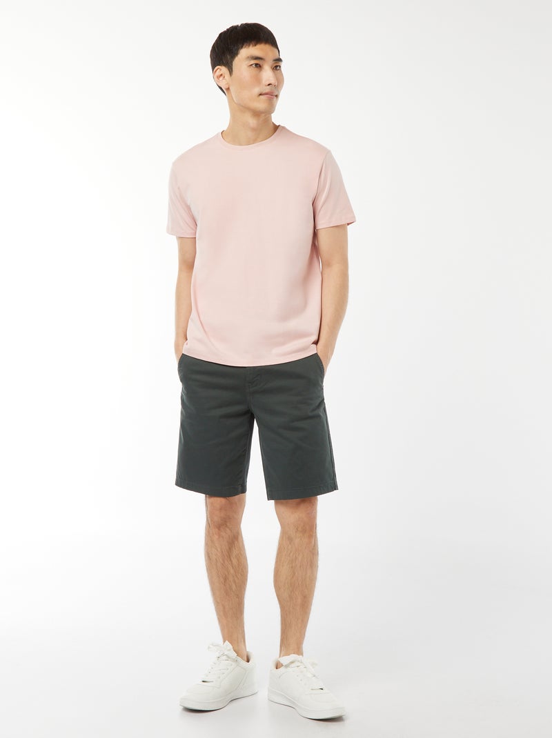 T-shirt scollo tondo in cotone Rosa - Kiabi