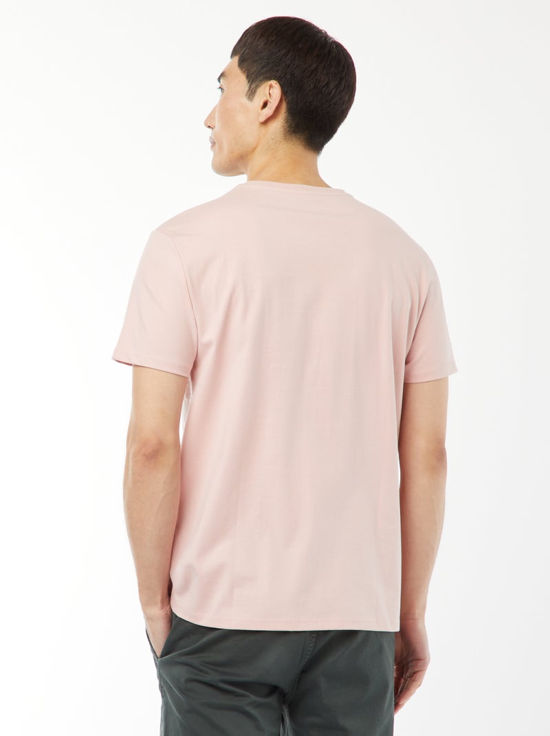 T-shirt scollo tondo in cotone Rosa - Kiabi
