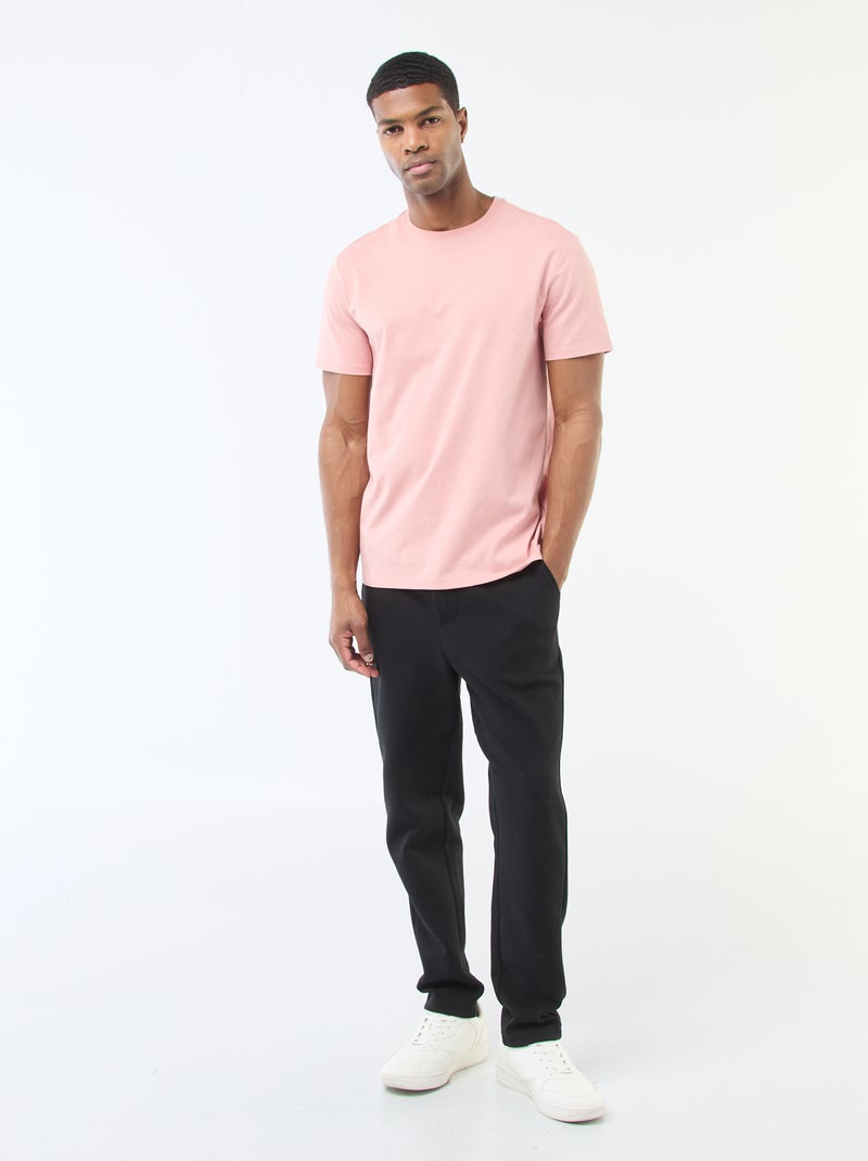 T-shirt scollo tondo in cotone Rosa - Kiabi