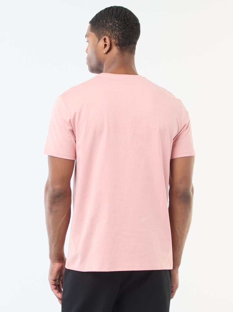 T-shirt scollo tondo in cotone Rosa - Kiabi