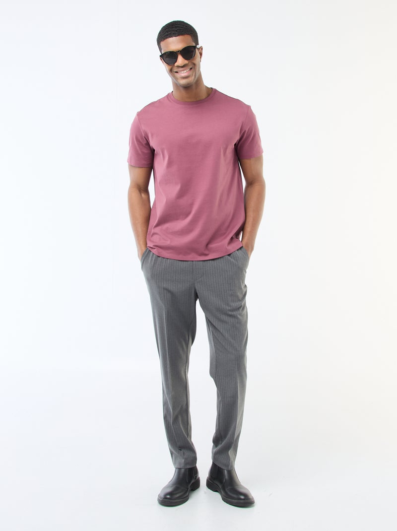T-shirt scollo tondo in cotone Rosa - Kiabi