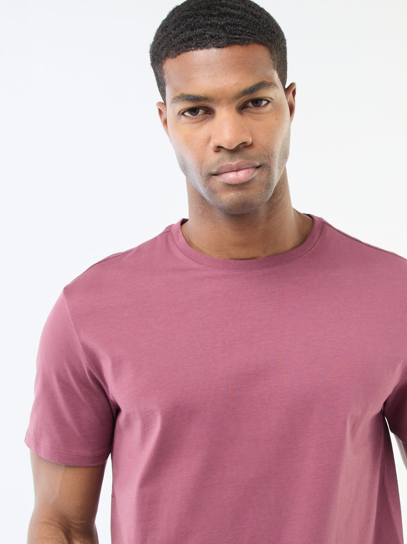 T-shirt scollo tondo in cotone Rosa - Kiabi