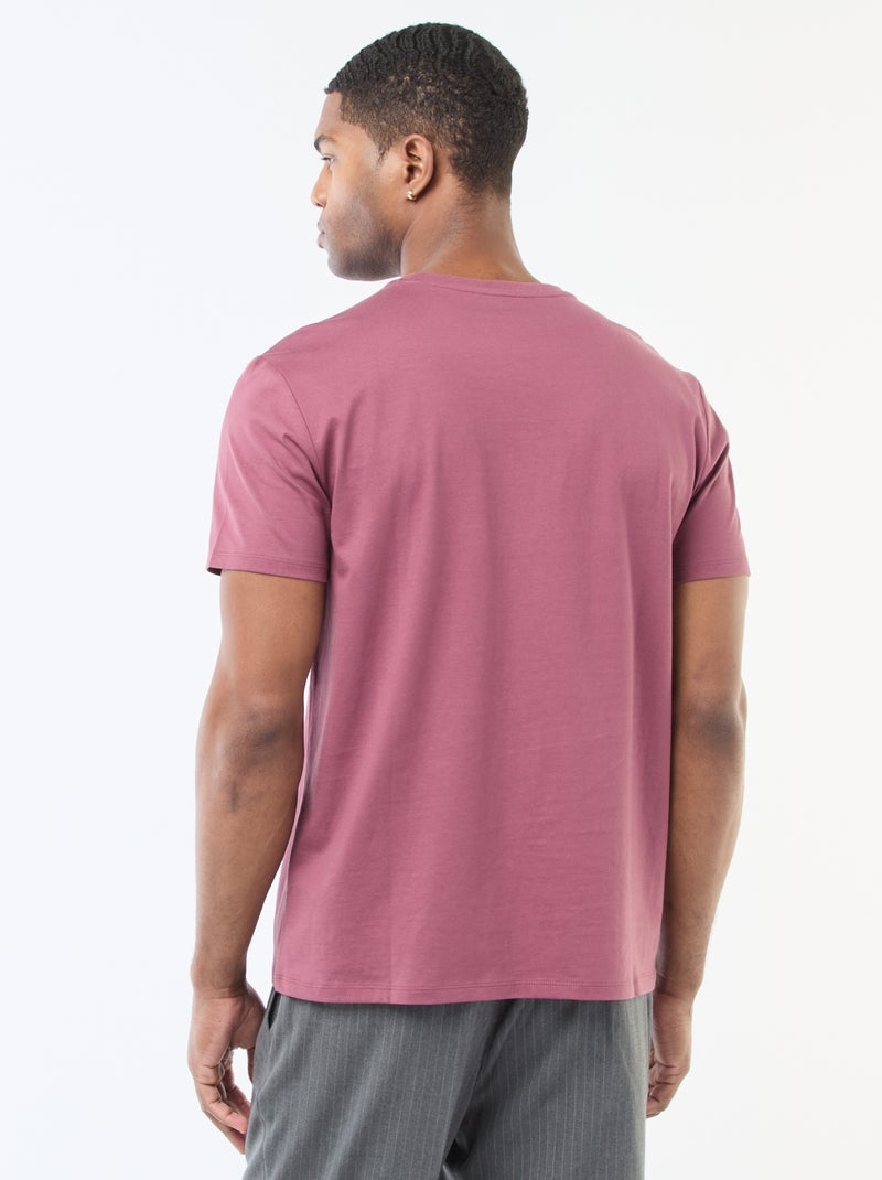 T-shirt scollo tondo in cotone Rosa - Kiabi