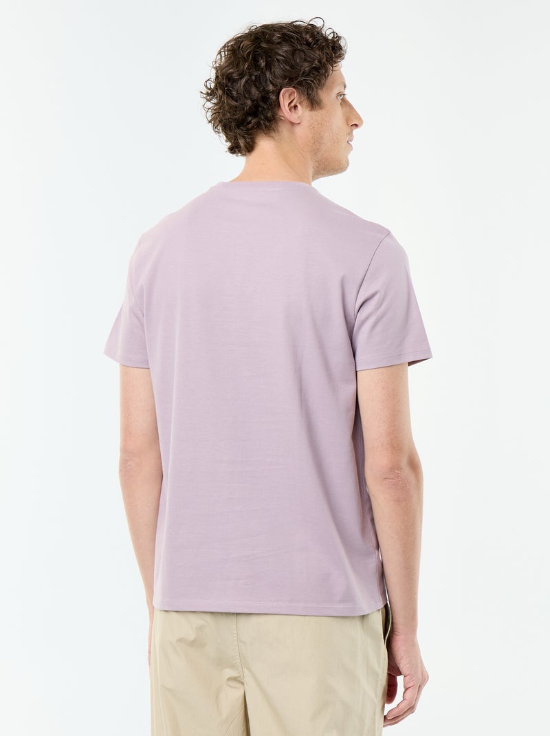 T-shirt scollo tondo in cotone Rosa - Kiabi