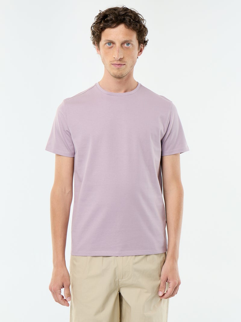 T-shirt scollo tondo in cotone Rosa - Kiabi