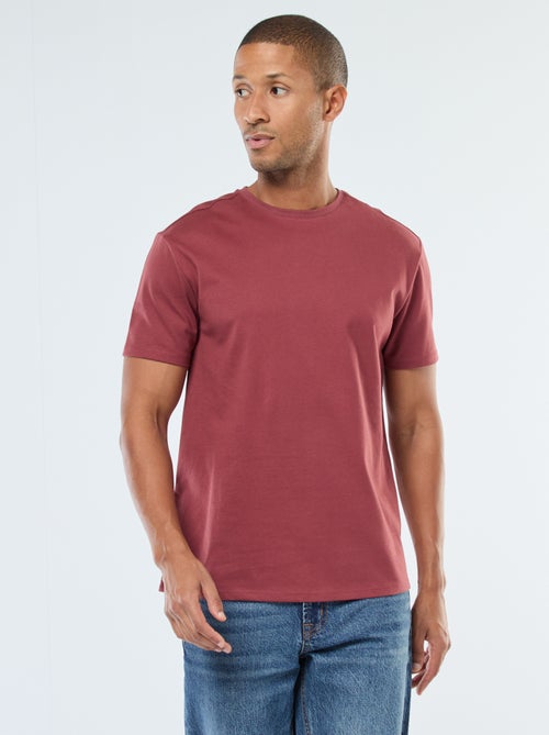 T-shirt scollo tondo in cotone - Kiabi