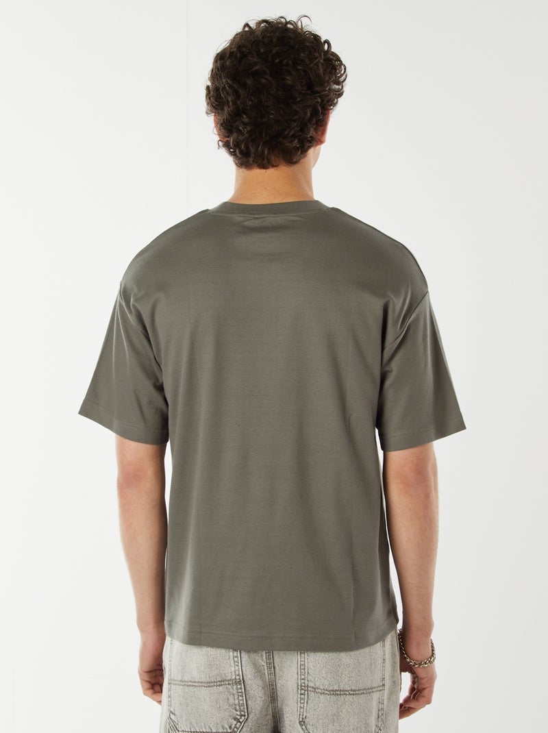 T-shirt scollo tondo in cotone VERDE - Kiabi
