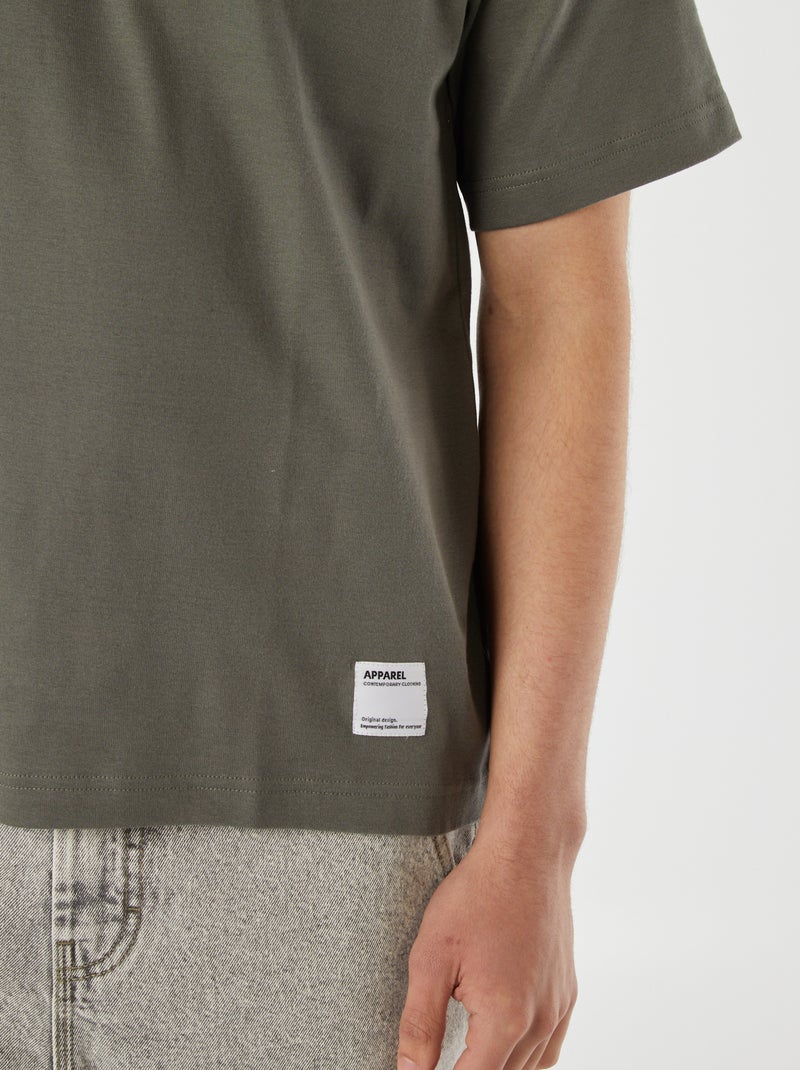 T-shirt scollo tondo in cotone VERDE - Kiabi