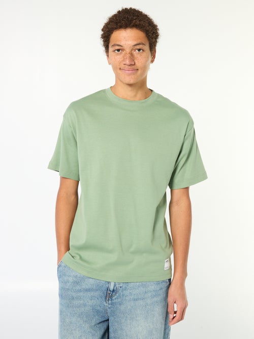 T-shirt scollo tondo in cotone - Kiabi