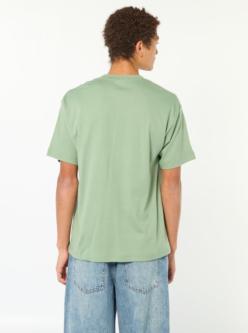 T-shirt scollo tondo in cotone Verde - Kiabi